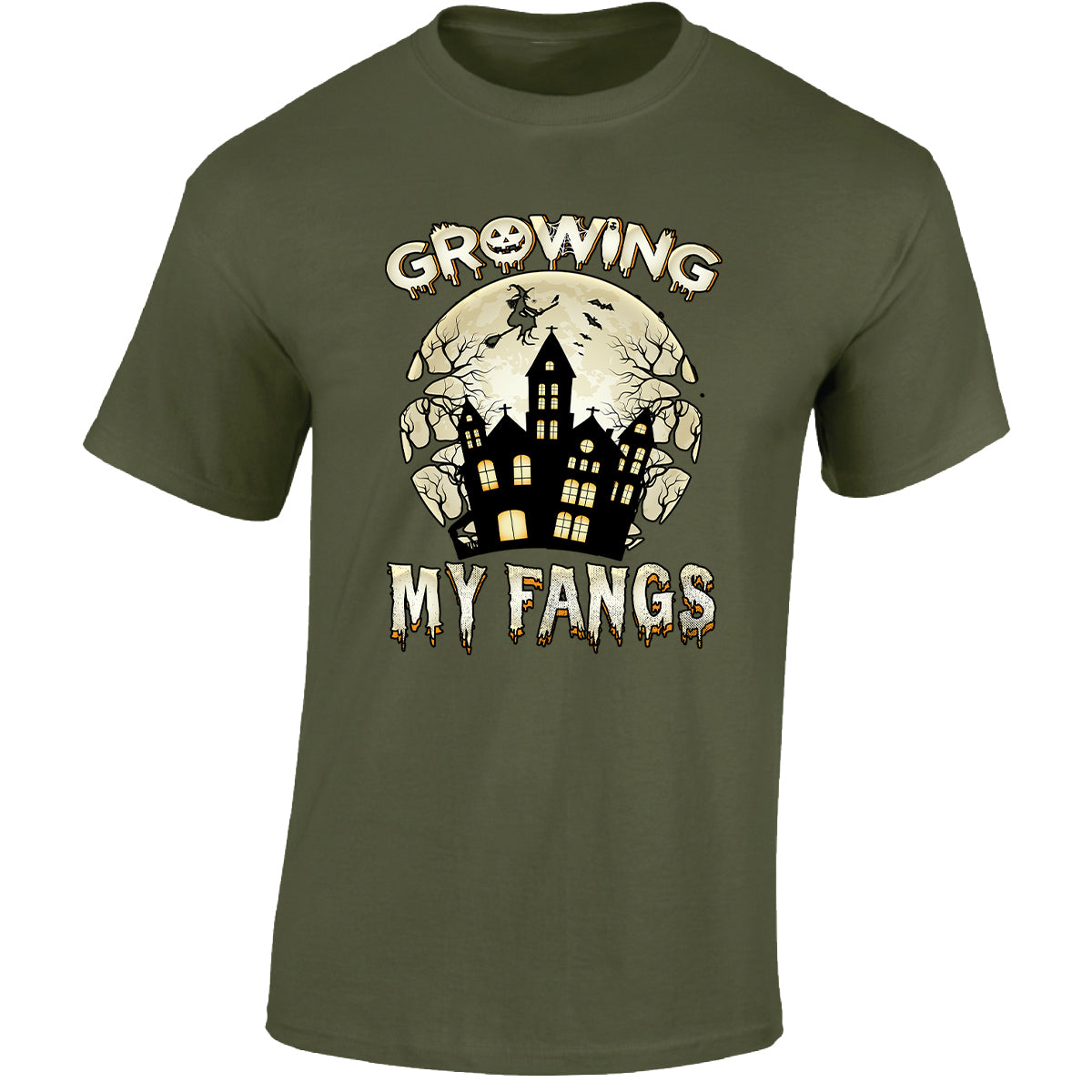 Growing My Fangs Halloween Vampire Mens T-Shirt Spooky Gift Haunting Tee T-shirt