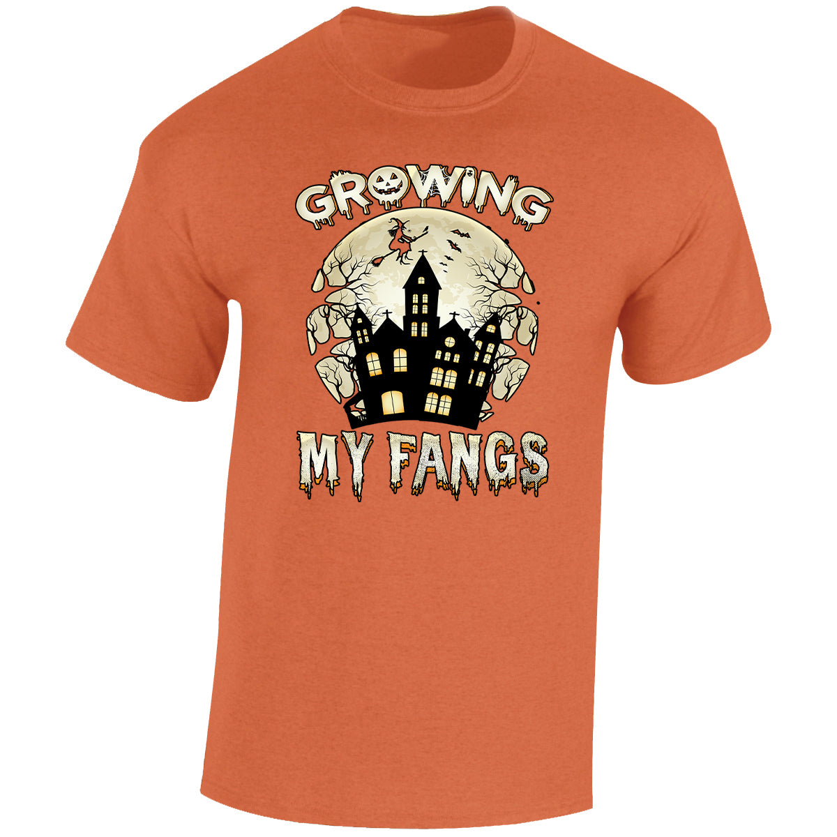Growing My Fangs Halloween Vampire Mens T-Shirt Spooky Gift Haunting Tee T-shirt