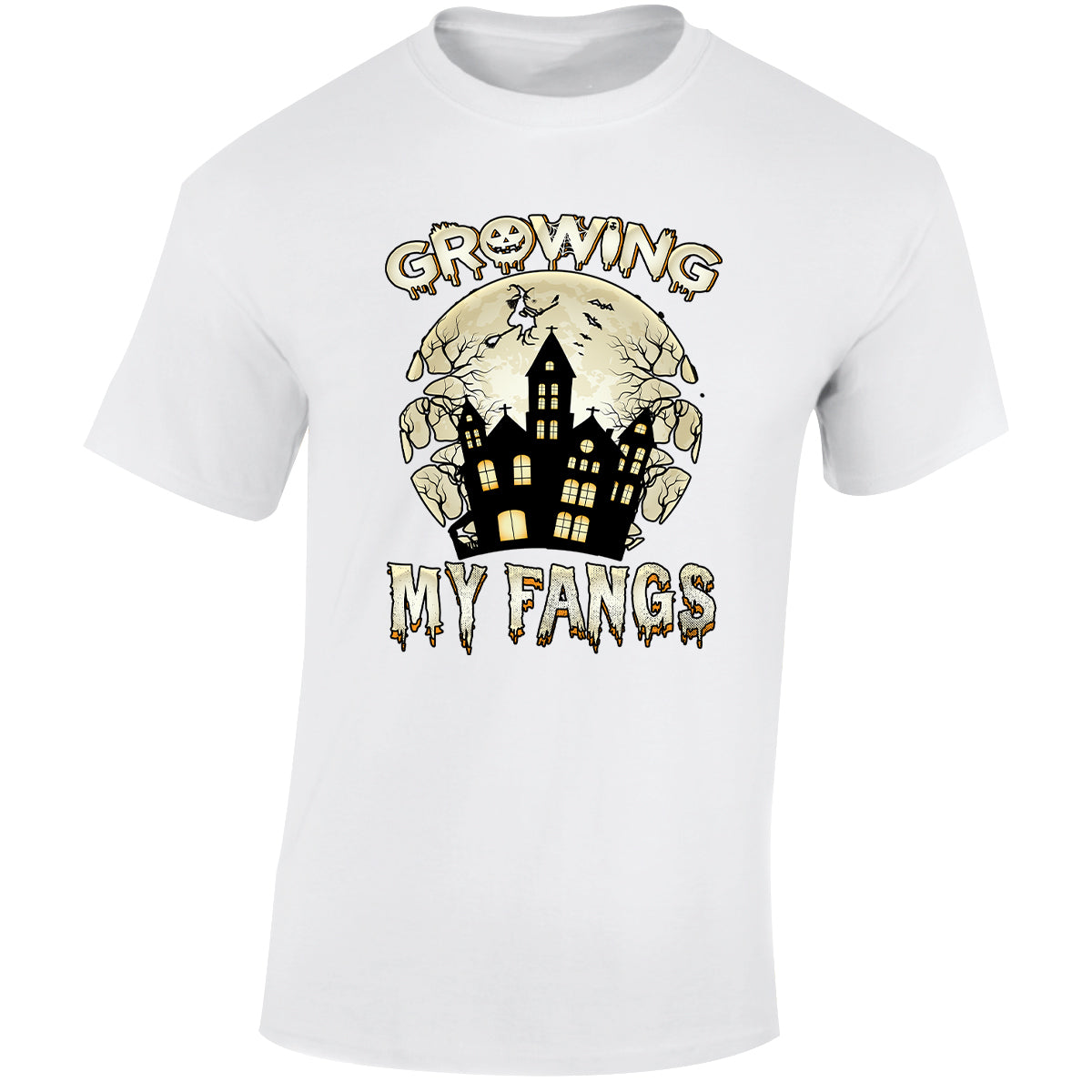 Growing My Fangs Halloween Vampire Mens T-Shirt Spooky Gift Haunting Tee T-shirt