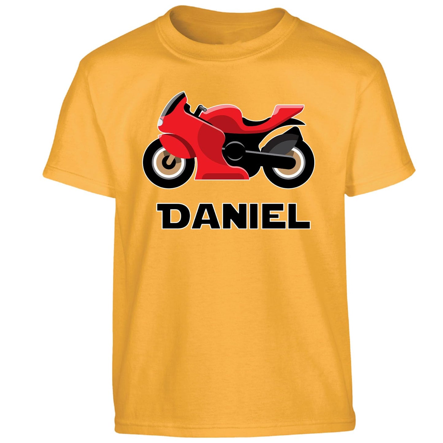 Personalised Custom Name T-Shirt for Kids Motorbike Design