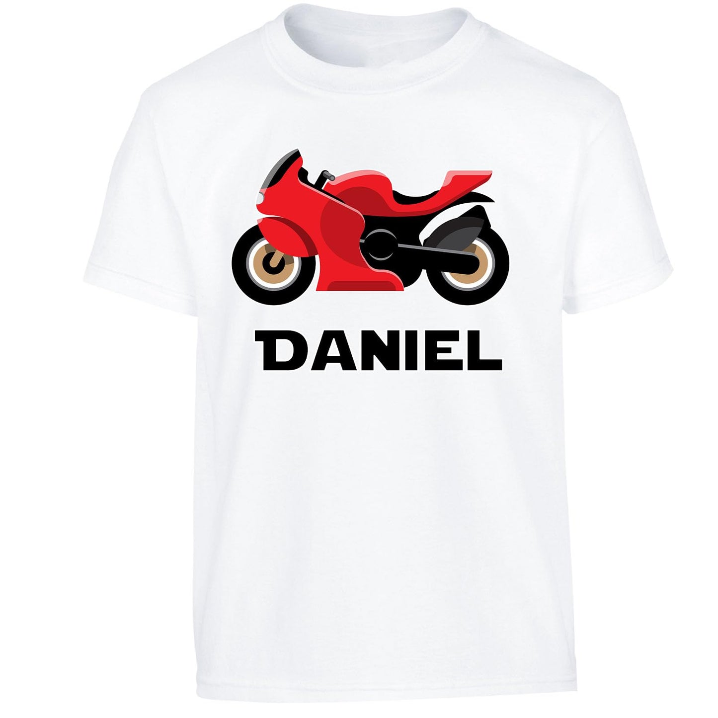 Personalised Custom Name T-Shirt for Kids Motorbike Design