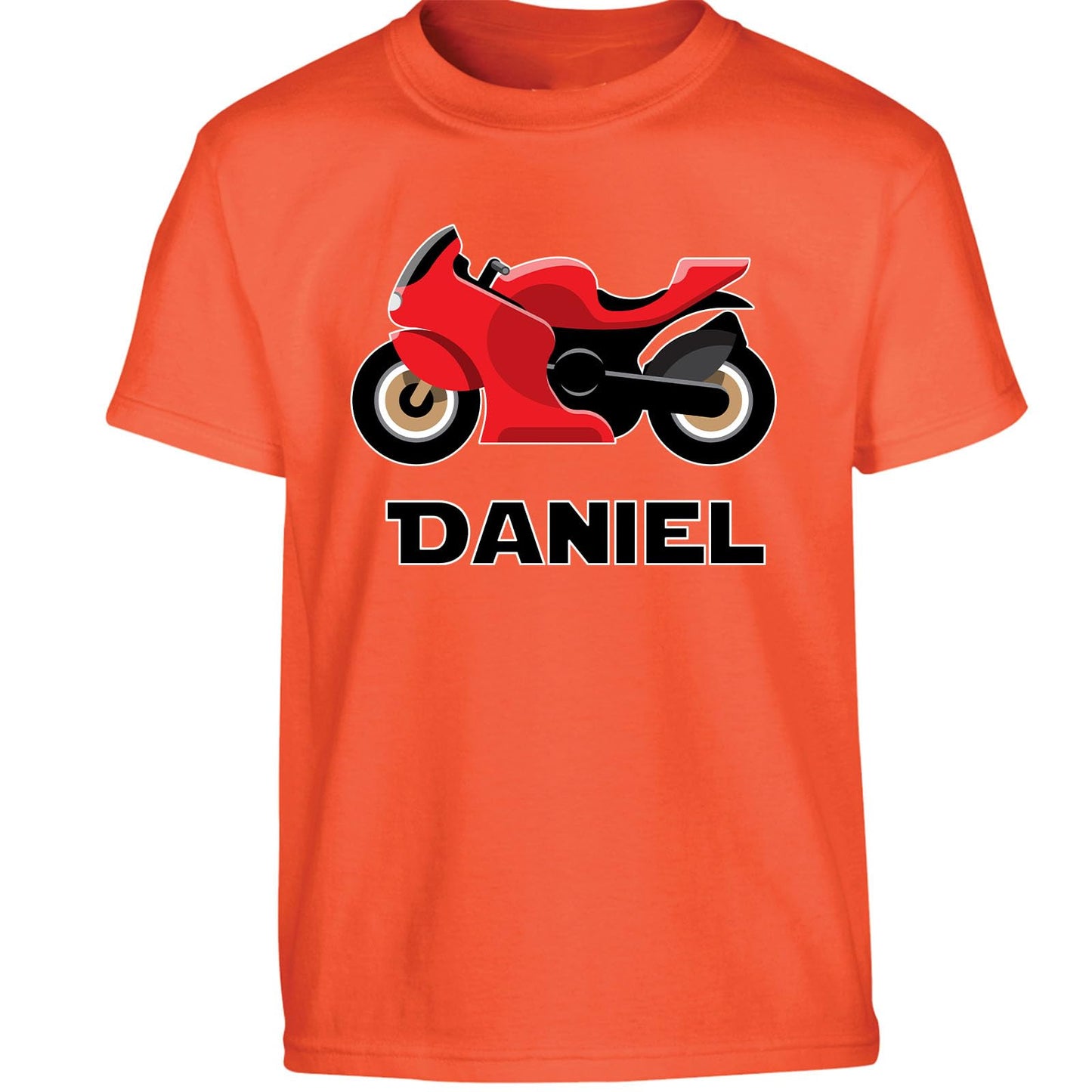 Personalised Custom Name T-Shirt for Kids Motorbike Design