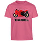 Personalised Custom Name T-Shirt for Kids Motorbike Design