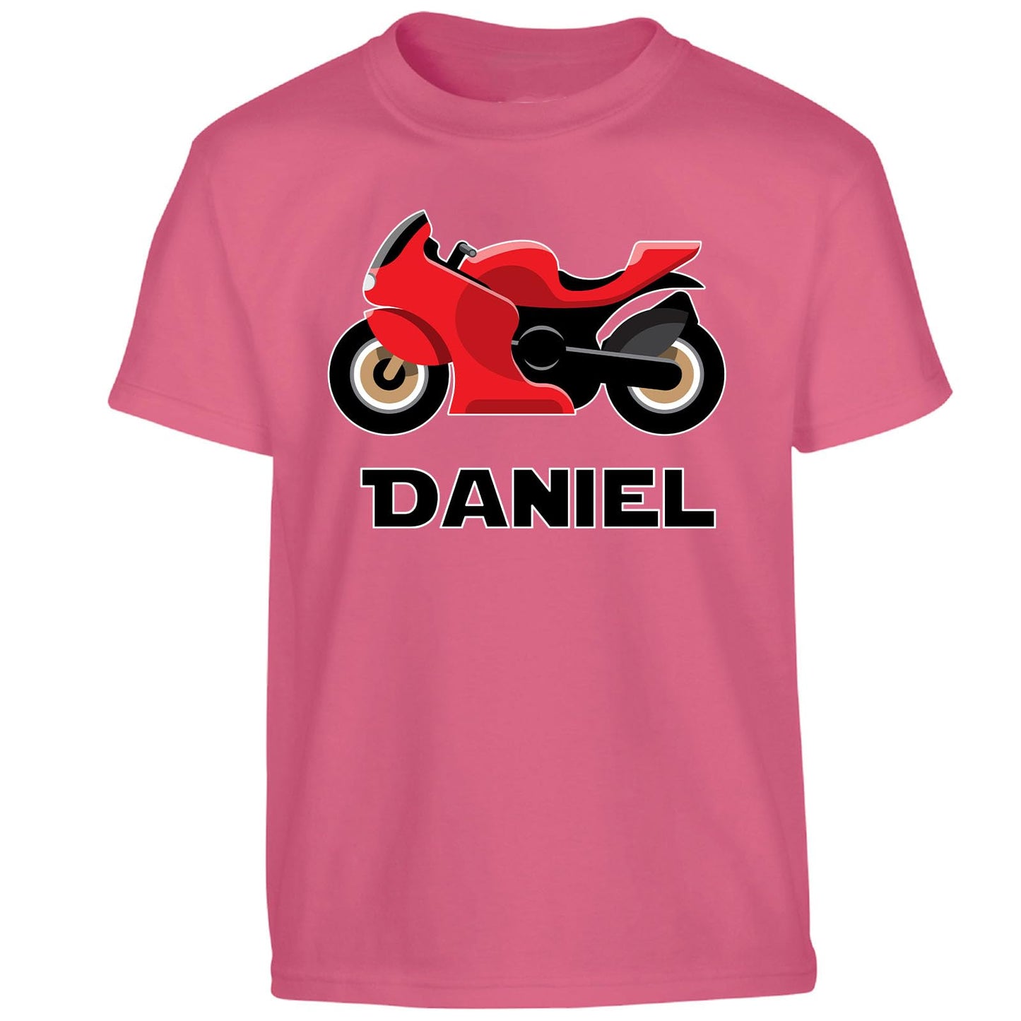 Personalised Custom Name T-Shirt for Kids Motorbike Design