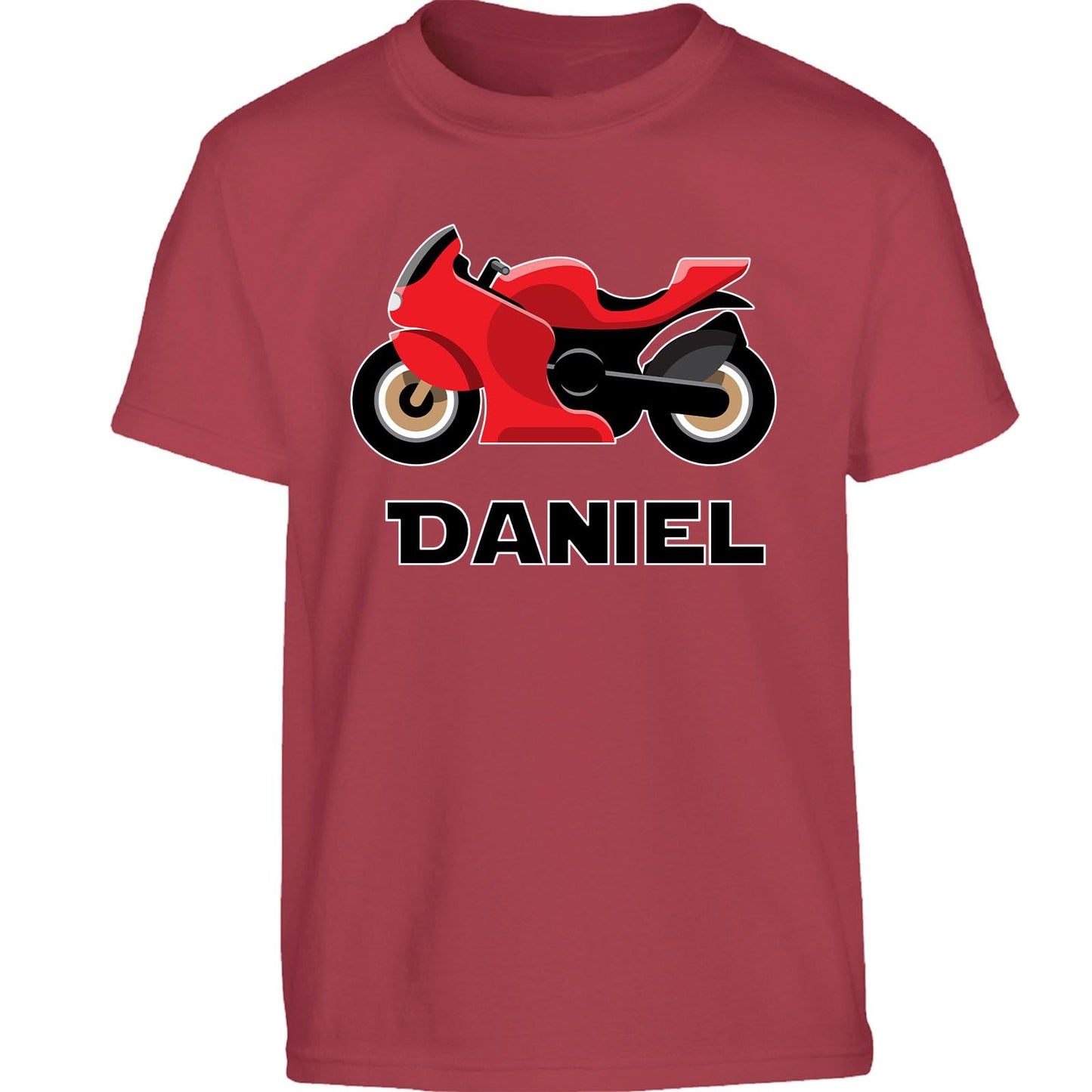 Personalised Custom Name T-Shirt for Kids Motorbike Design