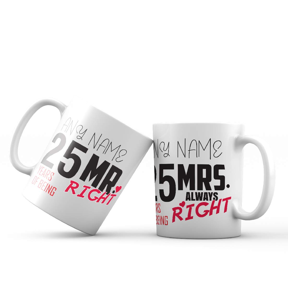 Mr and Mrs Right Personalised Mugs Set of 2 Cups