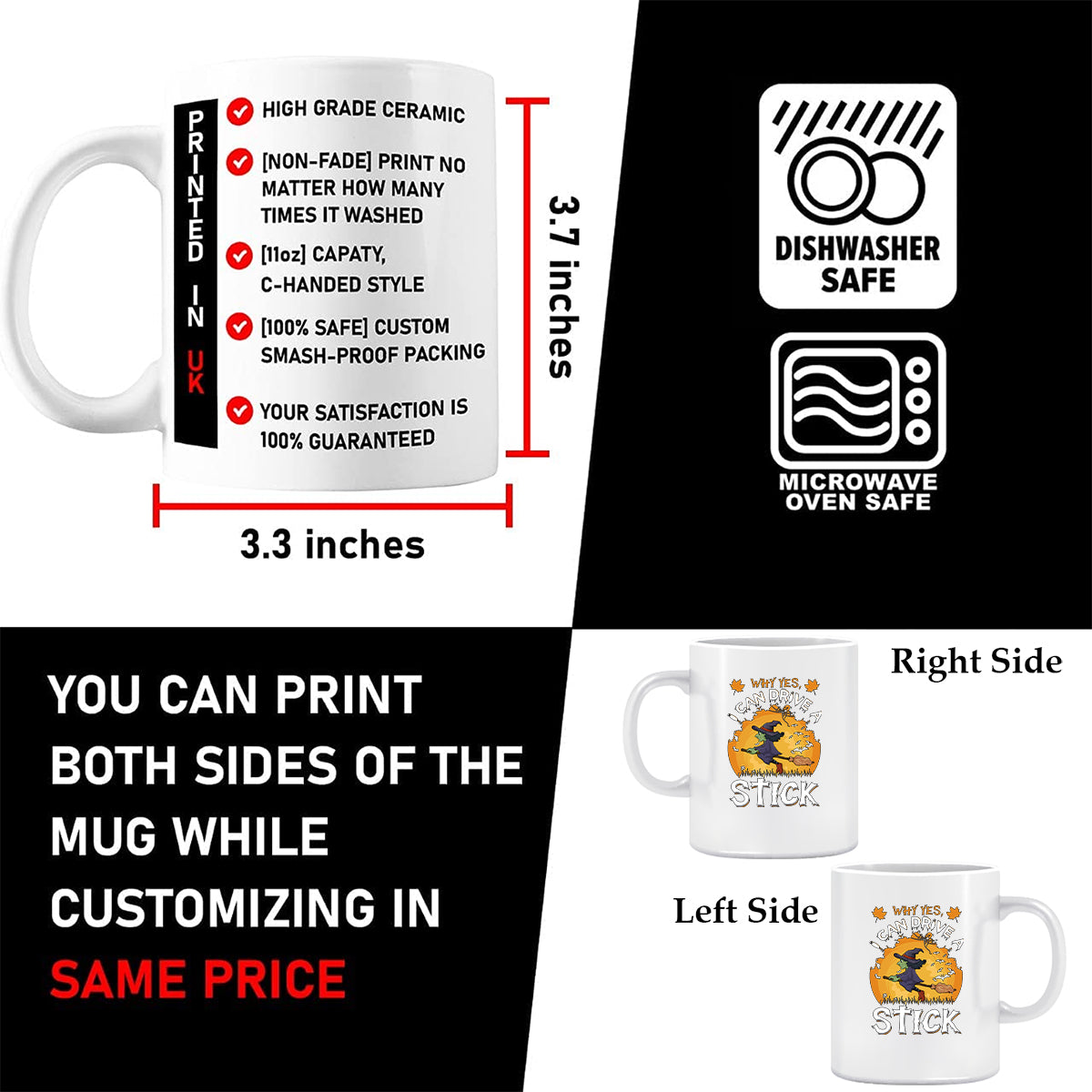 Halloween Flying Witch Mug | Spooky Gift Ceramic Mug | UK