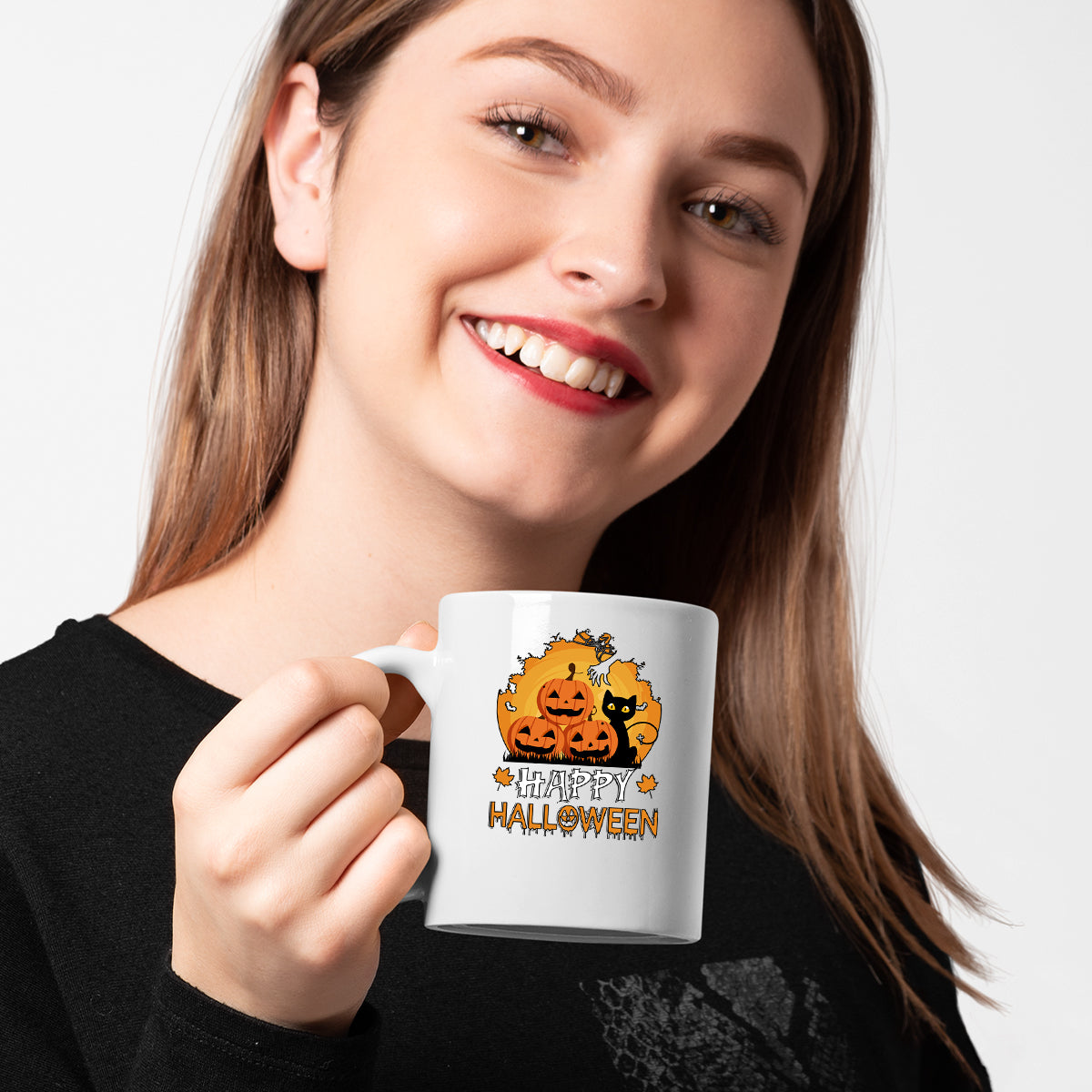 Halloween Cat Mug | Pumpkin Ghost Spooky Scary Horror Halloween Gift