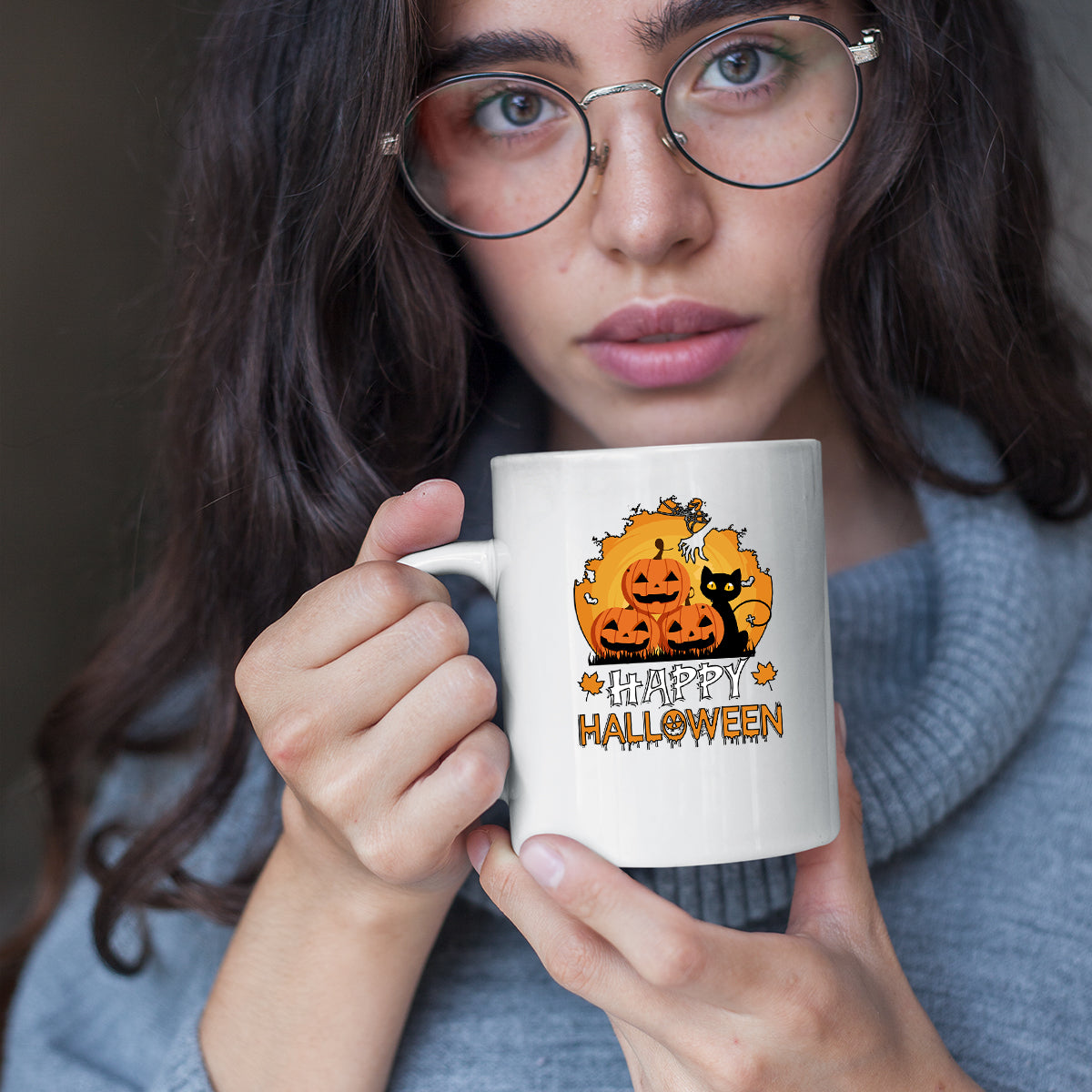Halloween Cat Mug | Pumpkin Ghost Spooky Scary Horror Halloween Gift