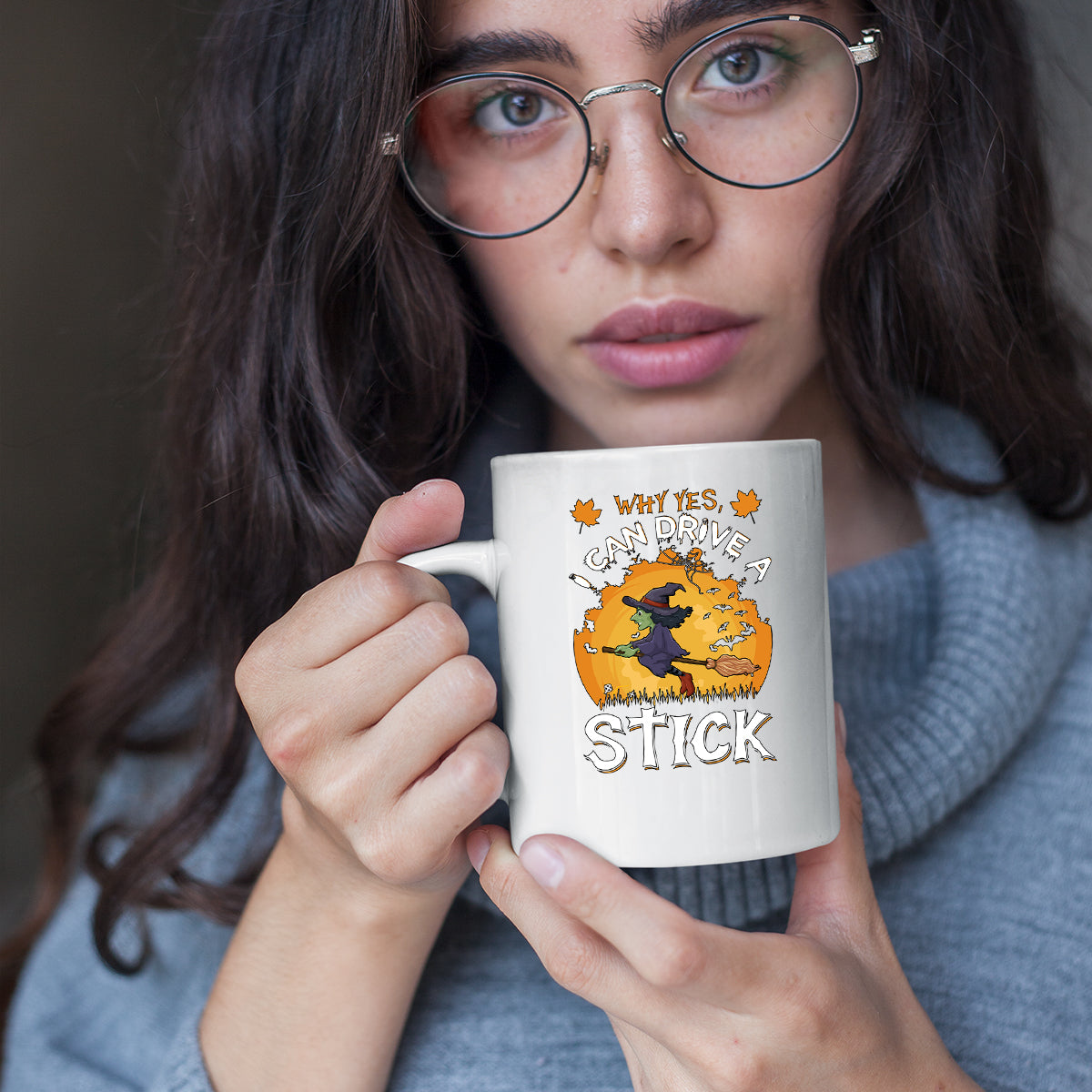 Halloween Flying Witch Mug | Pumpkin Spooky Scary Halloween Gift