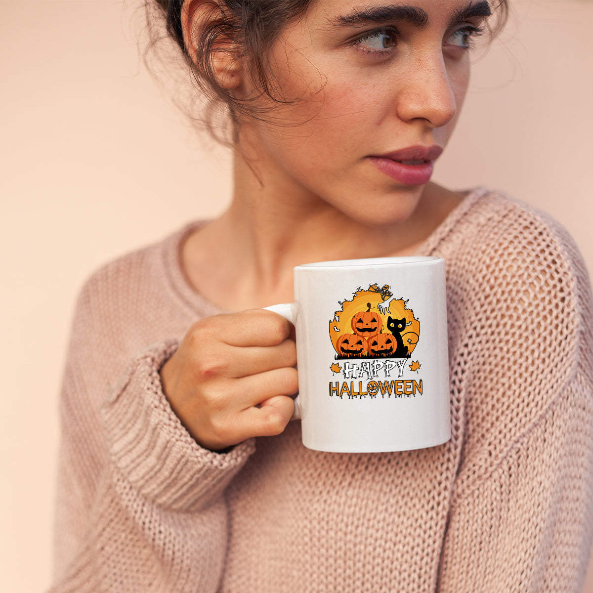 Halloween Cat Mug | Pumpkin Ghost Spooky Scary Horror Halloween Gift