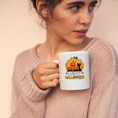Halloween Cat Mug | Pumpkin Ghost Spooky Scary Horror Halloween Gift
