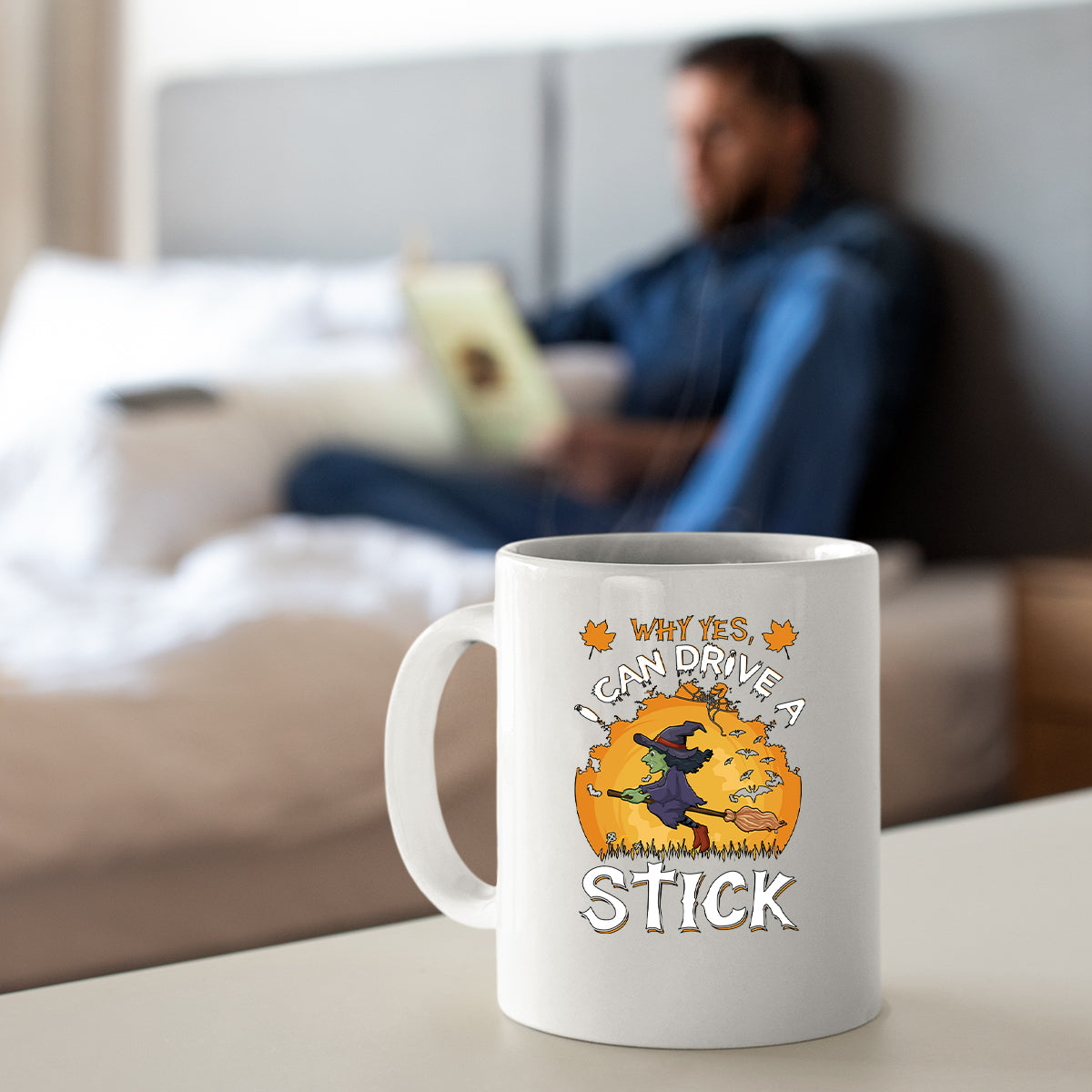 Halloween Flying Witch Mug | Pumpkin Spooky Scary Halloween Gift