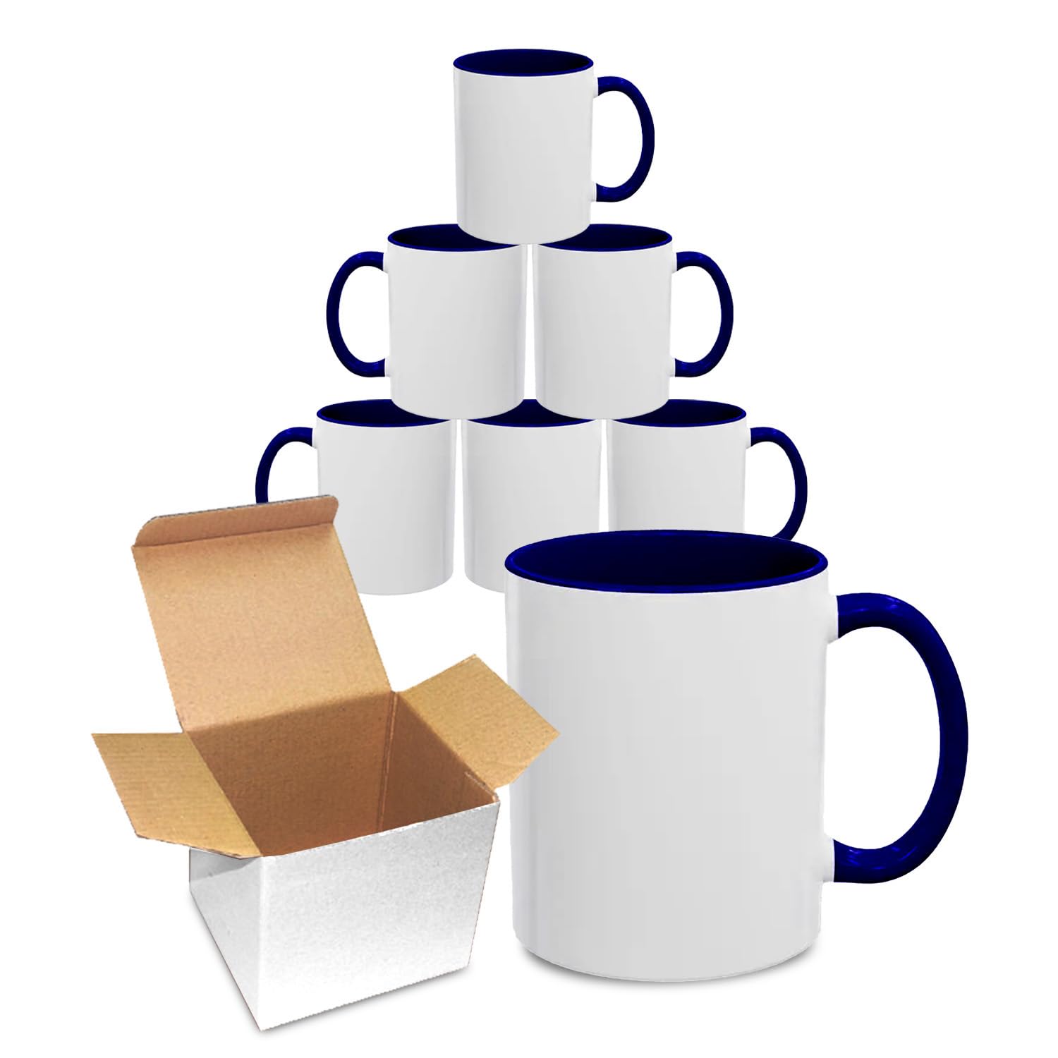 Sublimation Mugs 11oz Blank with Coloured Large Handle & Inner with Box
