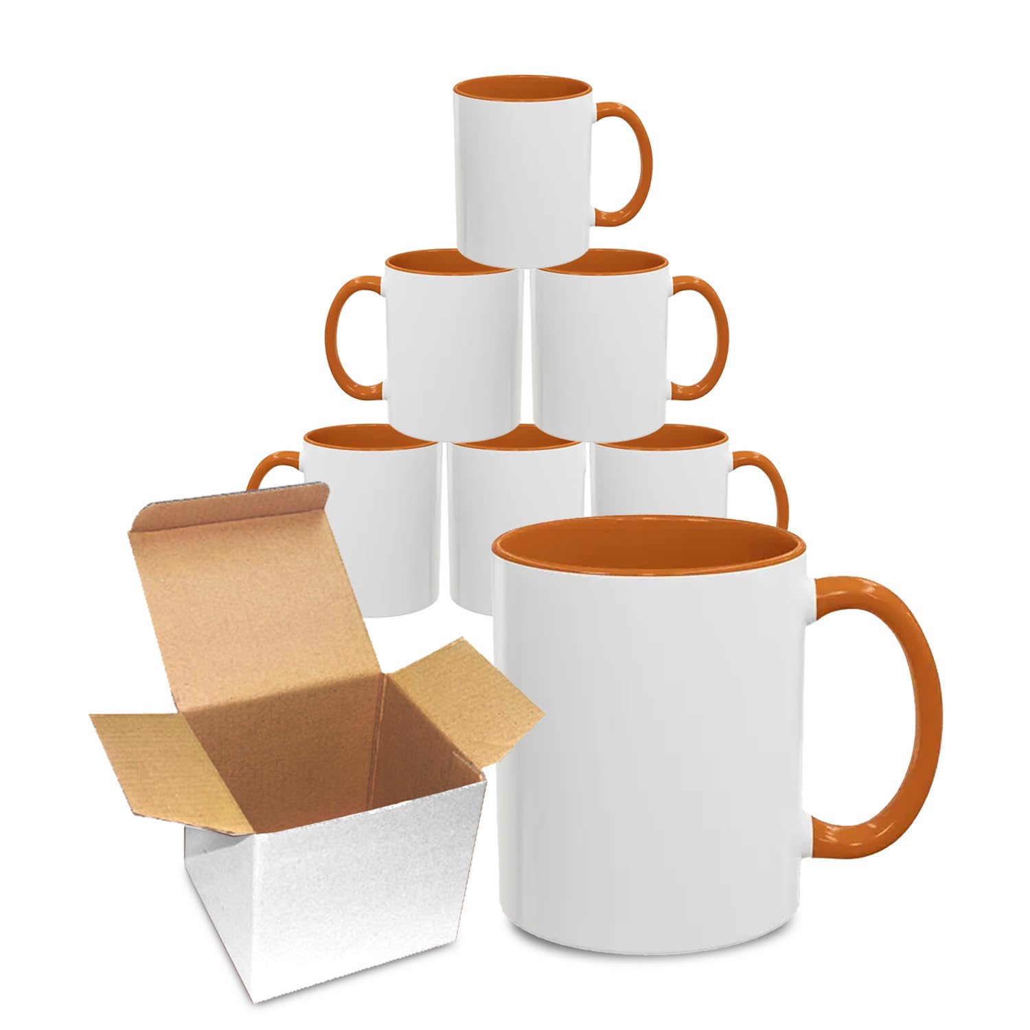 Sublimation Mugs 11oz Blank with Coloured Large Handle & Inner with Box