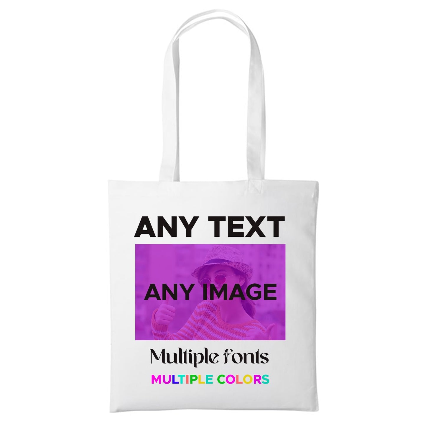 Personalised Any Text Customize Resuable Multicolor Shopping Tote bags