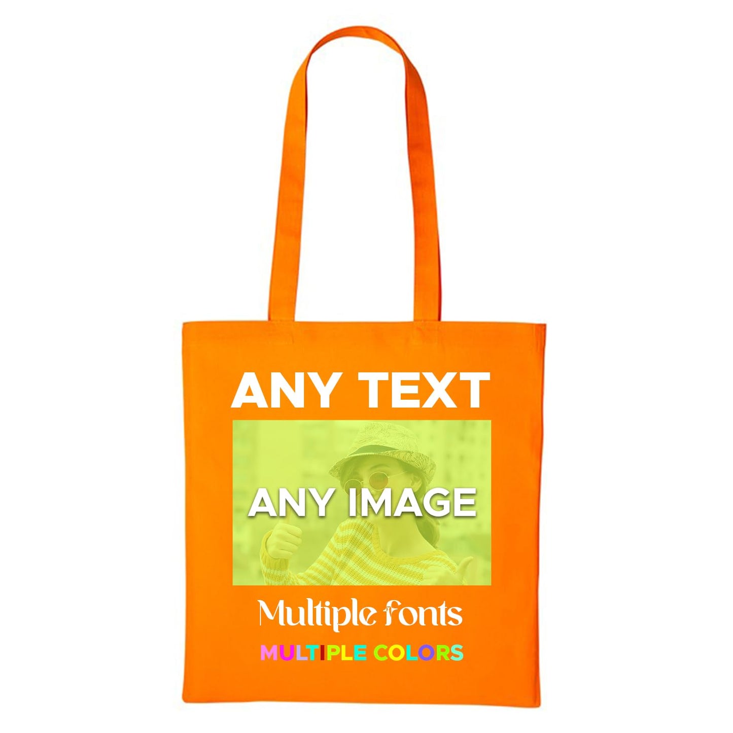 Personalised Any Text Customize Resuable Multicolor Shopping Tote bags