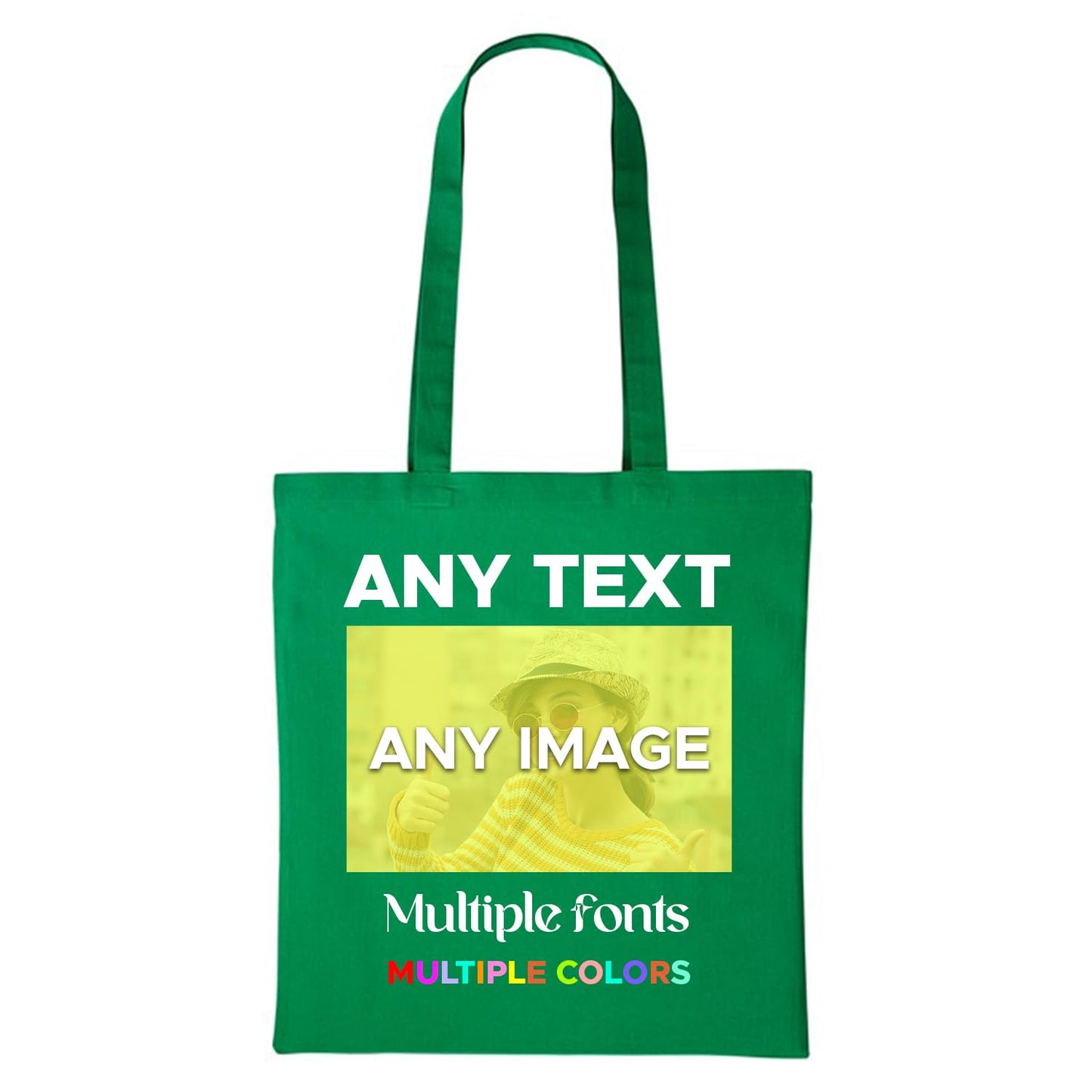 Personalised Any Text Customize Resuable Multicolor Shopping Tote bags