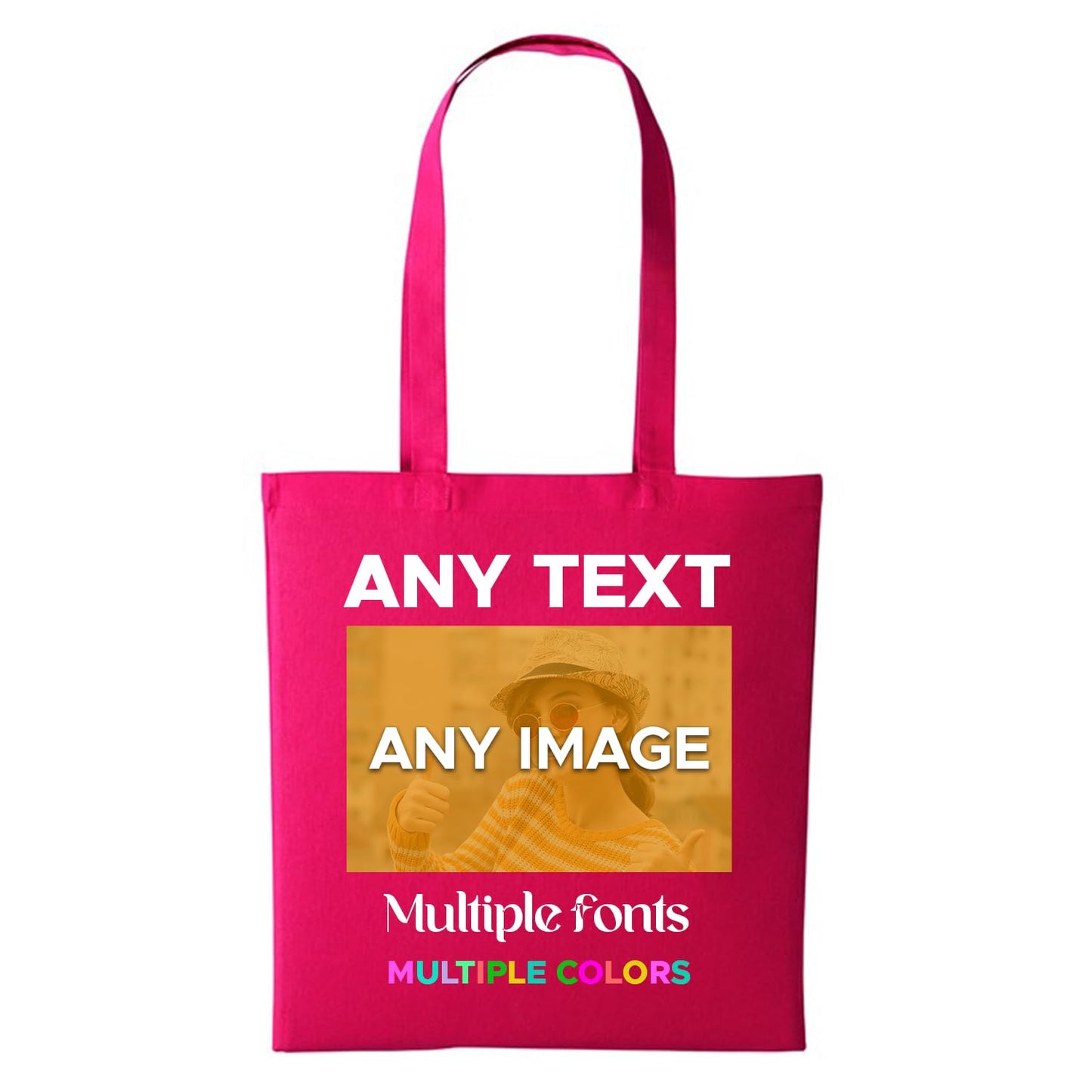 Personalised Any Text Customize Resuable Multicolor Shopping Tote bags