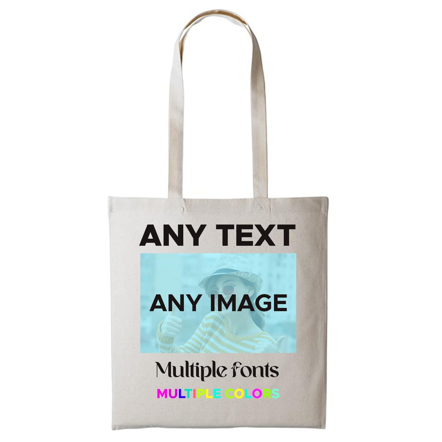 Personalised Any Text Customize Resuable Multicolor Shopping Tote bags