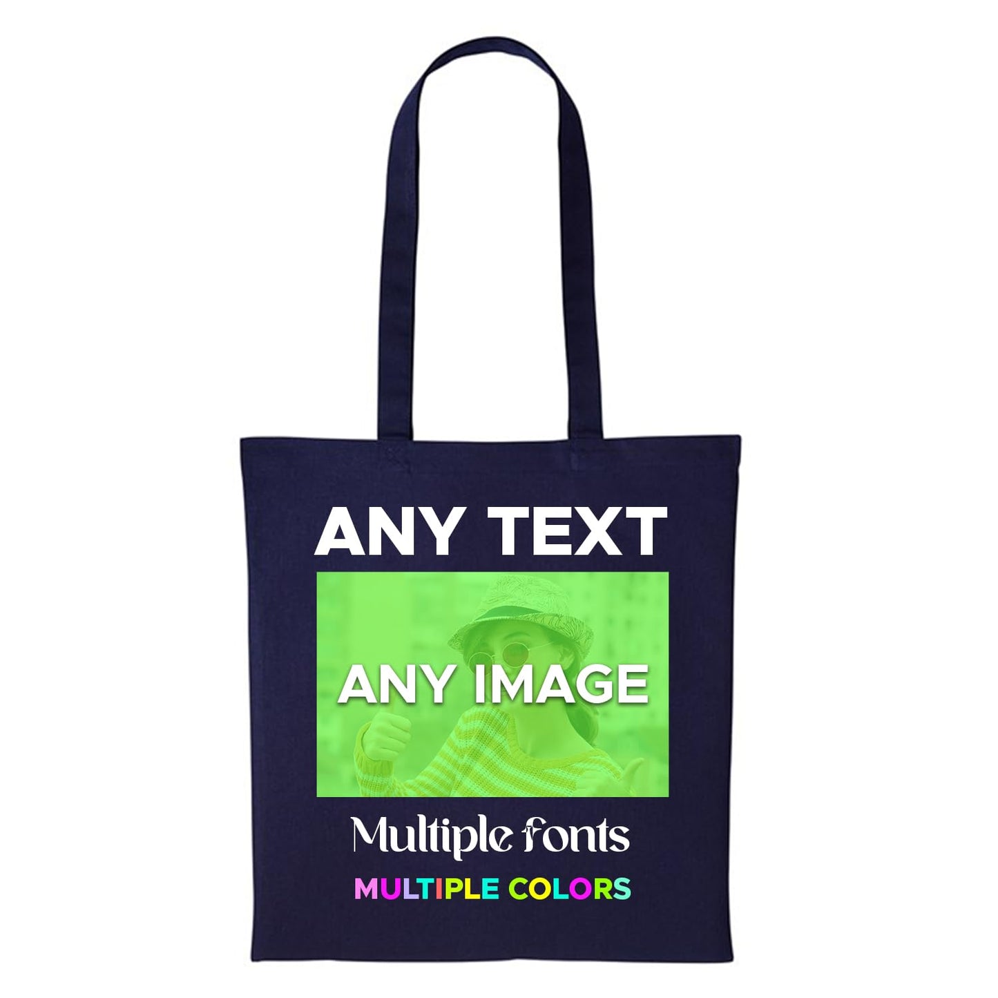 Personalised Any Text Customize Resuable Multicolor Shopping Tote bags