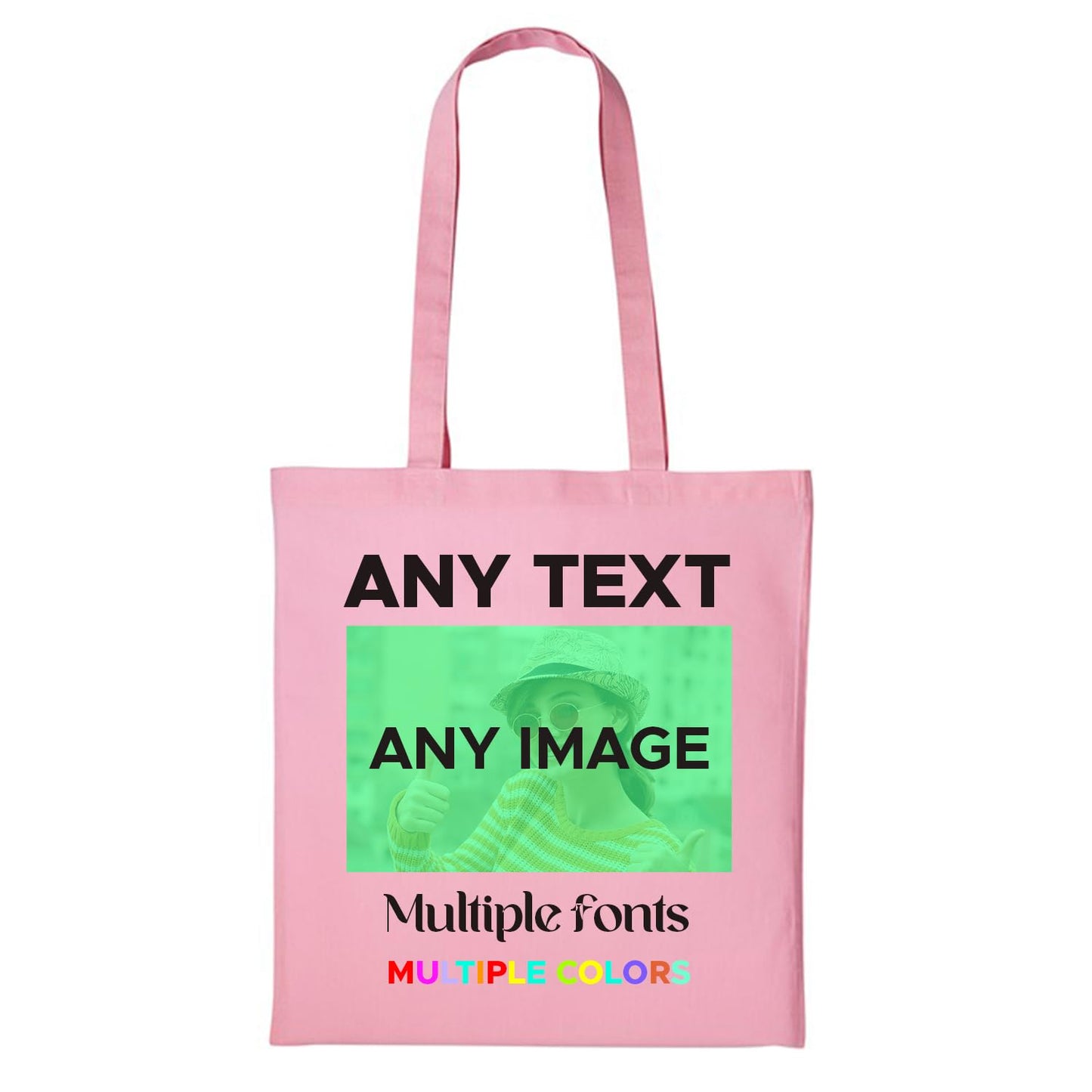 Personalised Any Text Customize Resuable Multicolor Shopping Tote bags