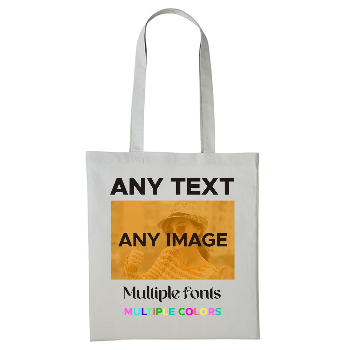 Personalised Any Text Customize Resuable Multicolor Shopping Tote bags