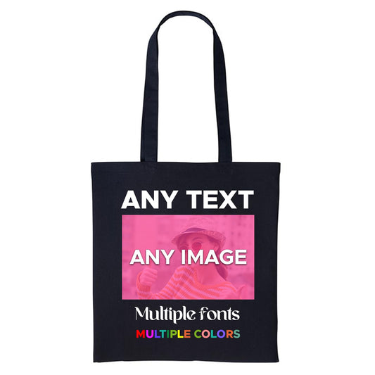 Personalised Any Text Customize Resuable Multicolor Shopping Tote bags