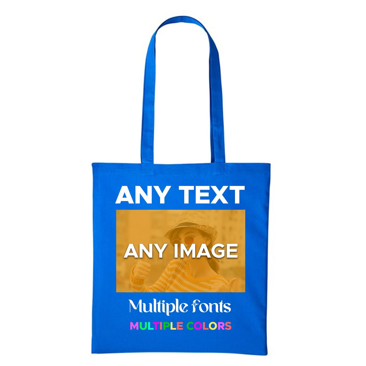 Personalised Any Text Customize Resuable Multicolor Shopping Tote bags