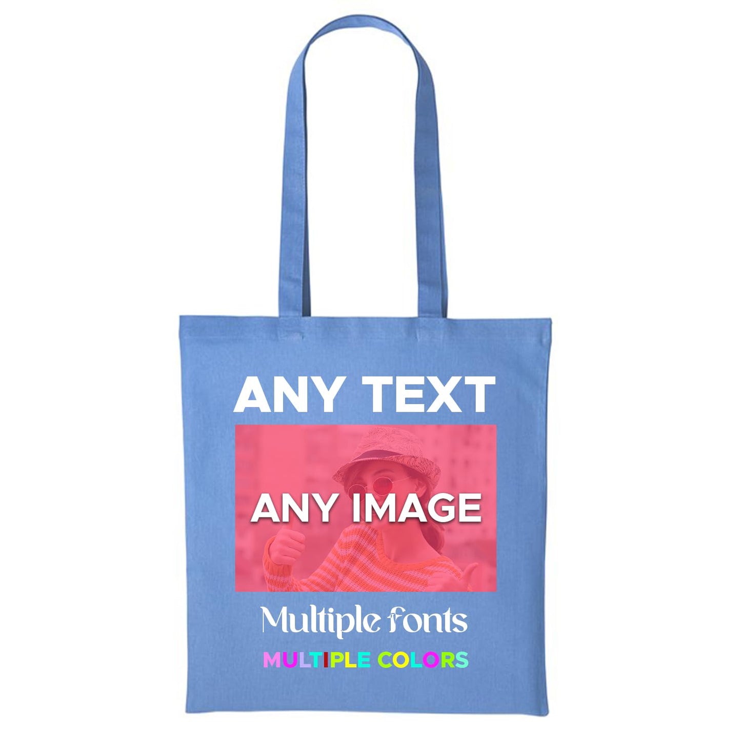 Personalised Any Text Customize Resuable Multicolor Shopping Tote bags