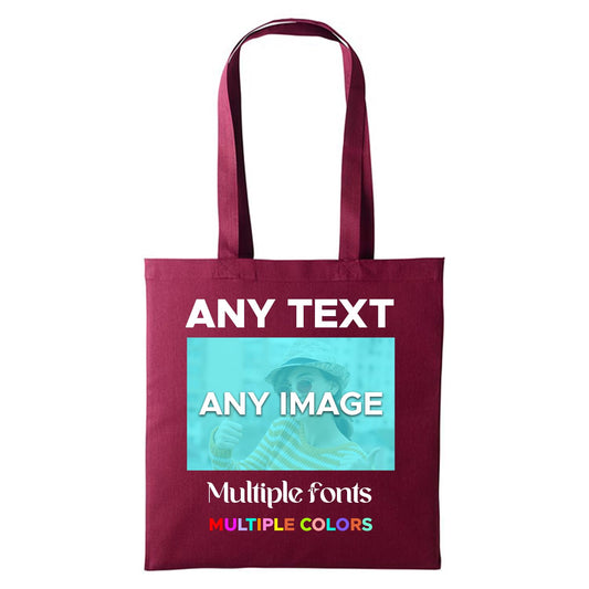 Personalised Any Text Customize Resuable Multicolor Shopping Tote bags