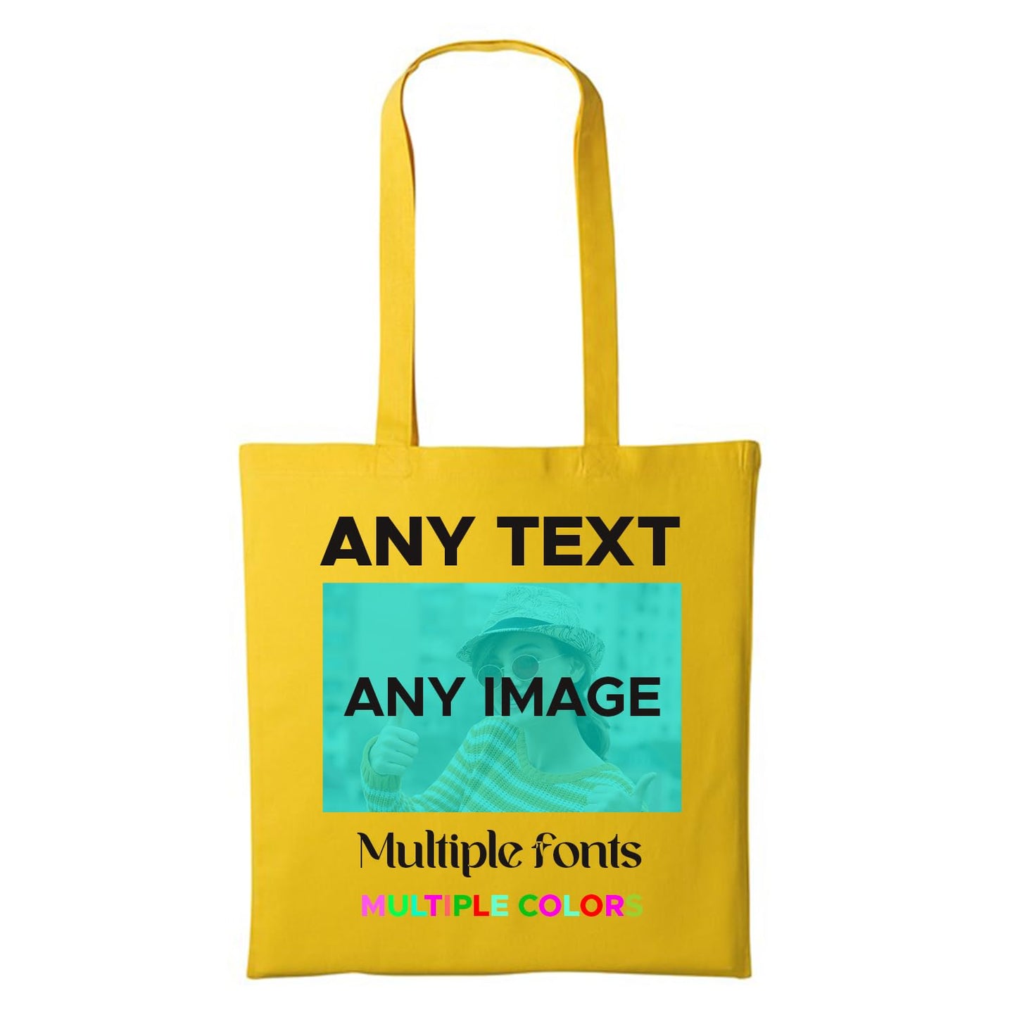 Personalised Any Text Customize Resuable Multicolor Shopping Tote bags