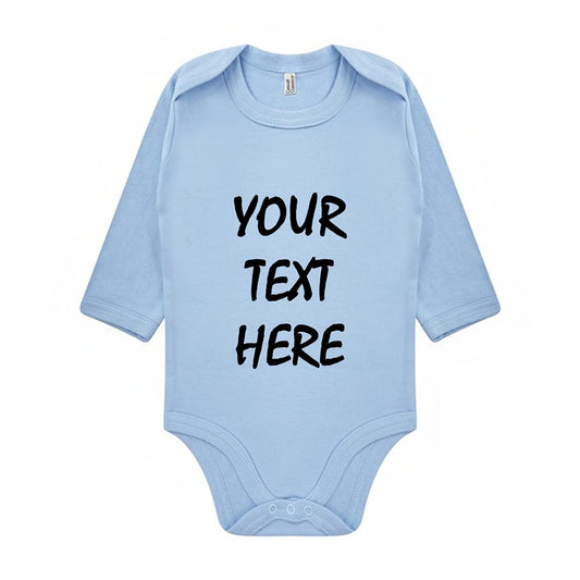 Personalised Any Text Newborn Long Sleeve Baby Vest