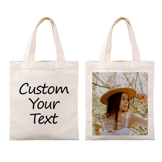 Personalised Any Text and Any Photo Custom Reusable Cotton Tote bags