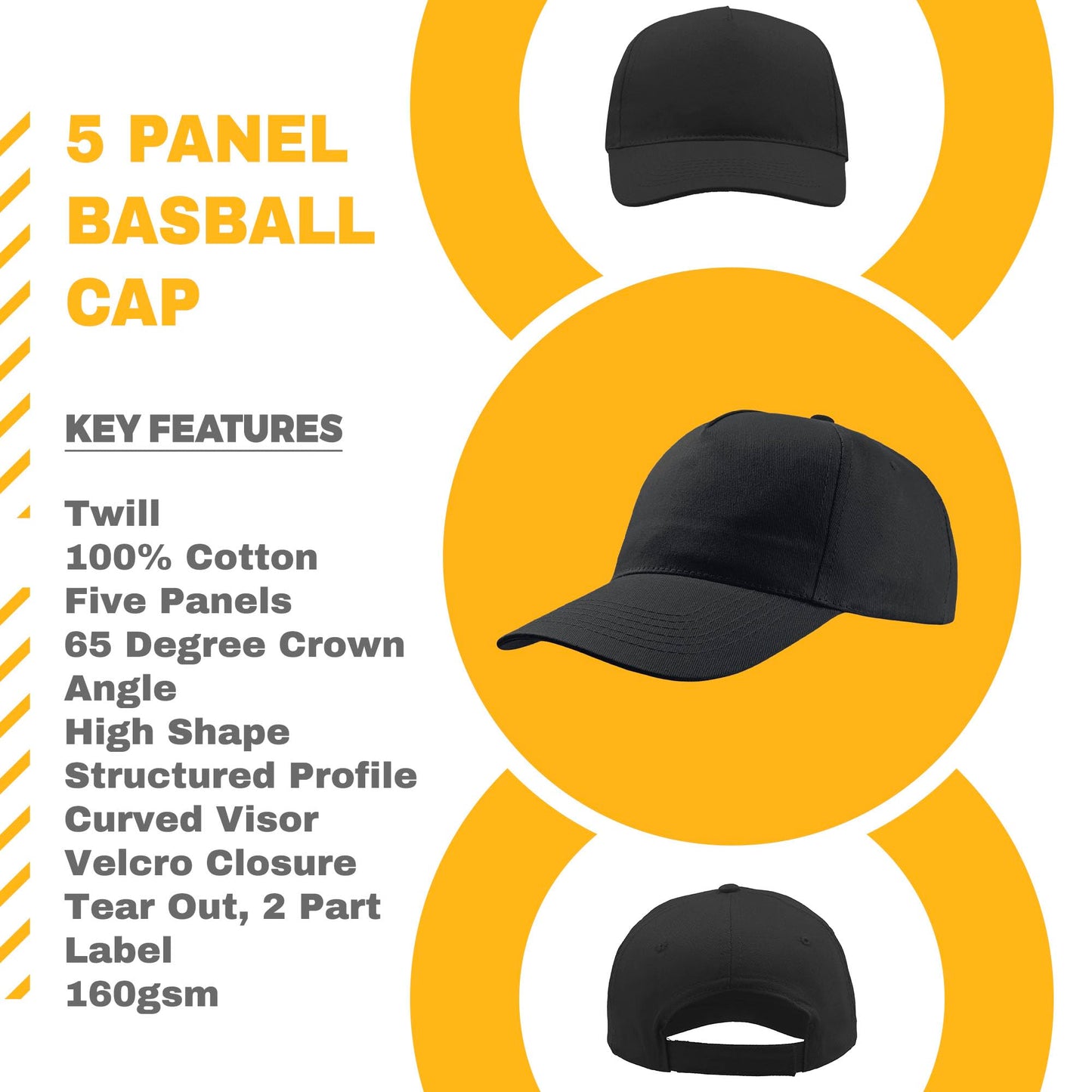 Personalised Cap Custom Men's 5 Panel Baseball Cap