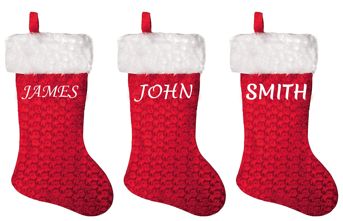 Sublimation Red White Plush Stocking - Personalised Christmas Red Stockings-2