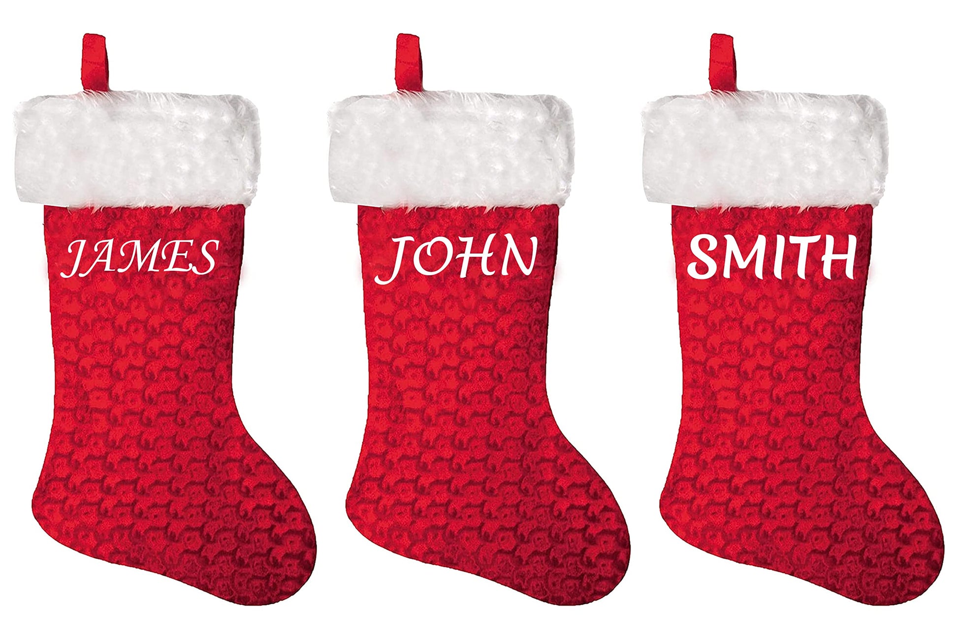 Sublimation Red White Plush Stocking - Personalised Christmas Red Stockings-2