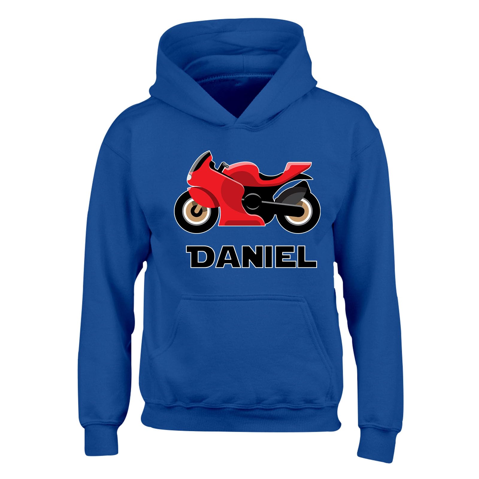 Personalised Custom Name Hoody for Kids  Motorbike Design