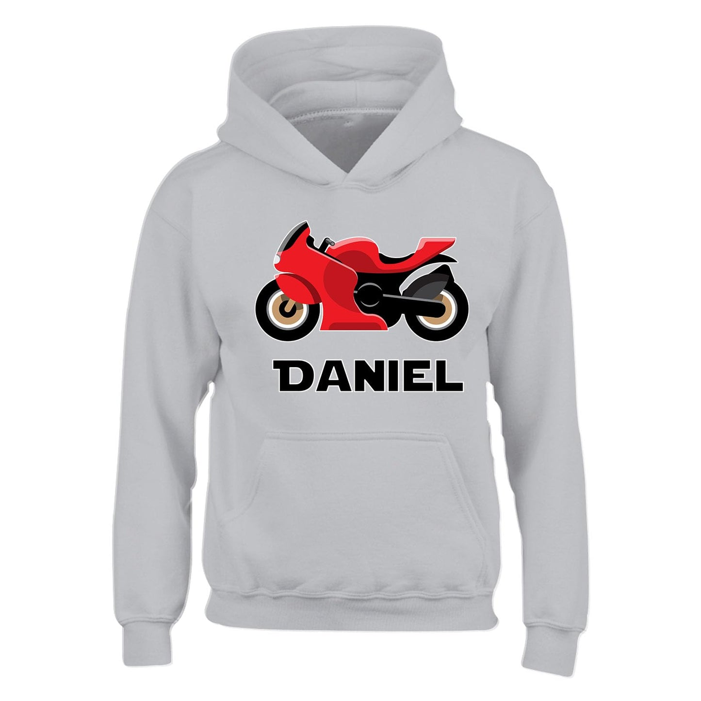 Personalised Custom Name Hoody for Kids  Motorbike Design