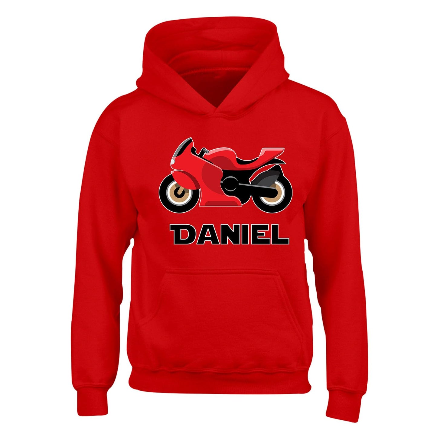 Personalised Custom Name Hoody for Kids  Motorbike Design