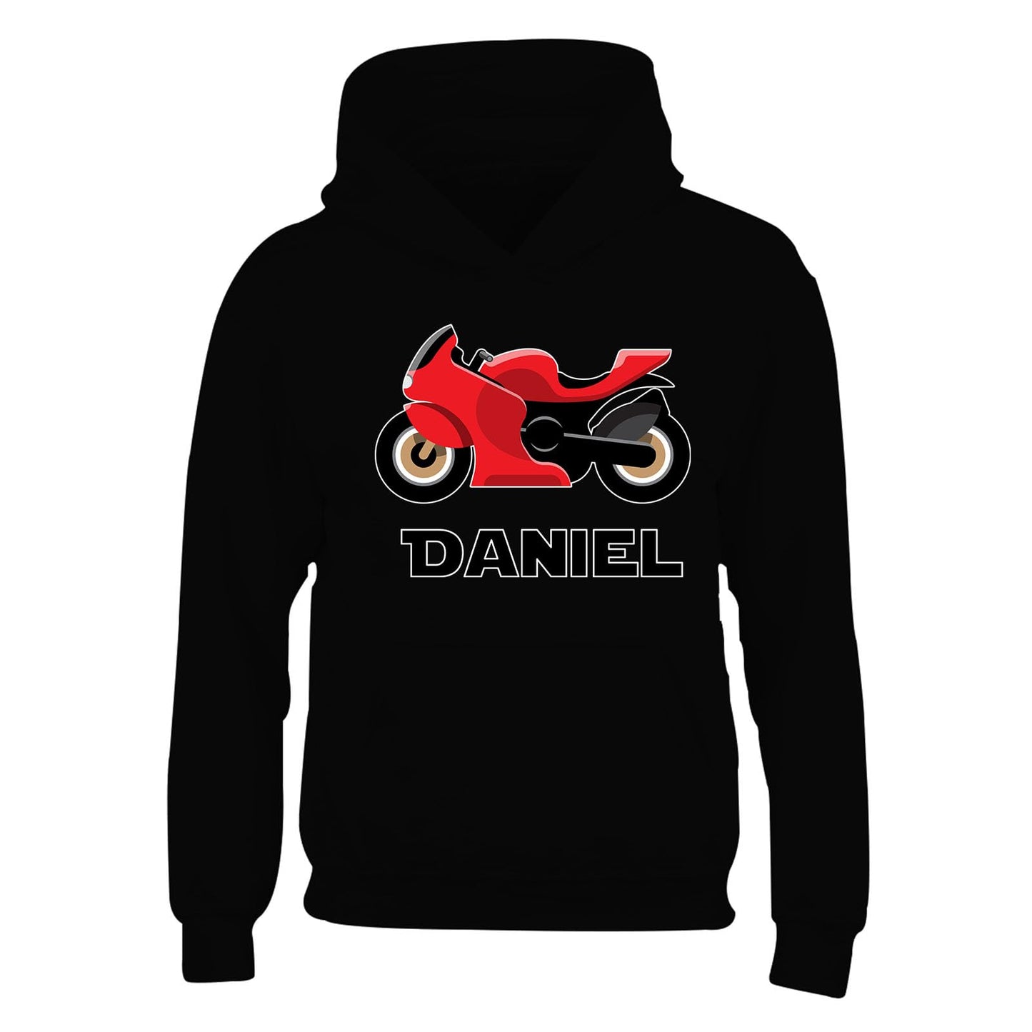 Personalised Custom Name Hoody for Kids  Motorbike Design