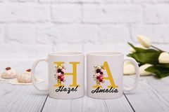 Personalised Floral Mug Stylish Initial with Name-5