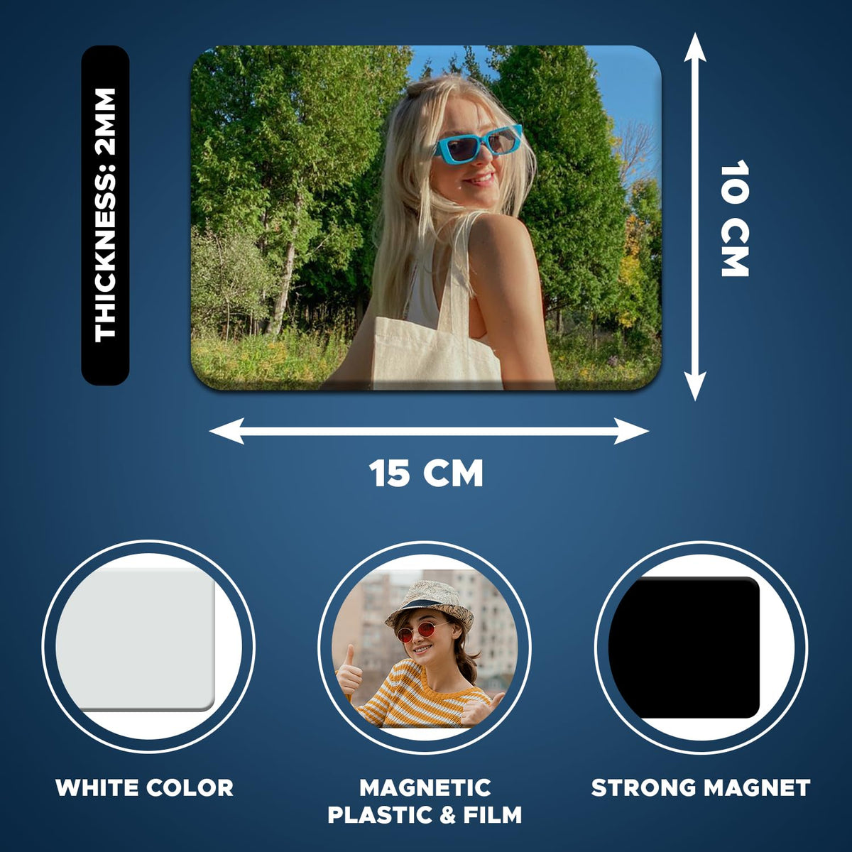 Personalised Fridge Magnets - Customizable Magnetic White Rectangle Photo Frame-2