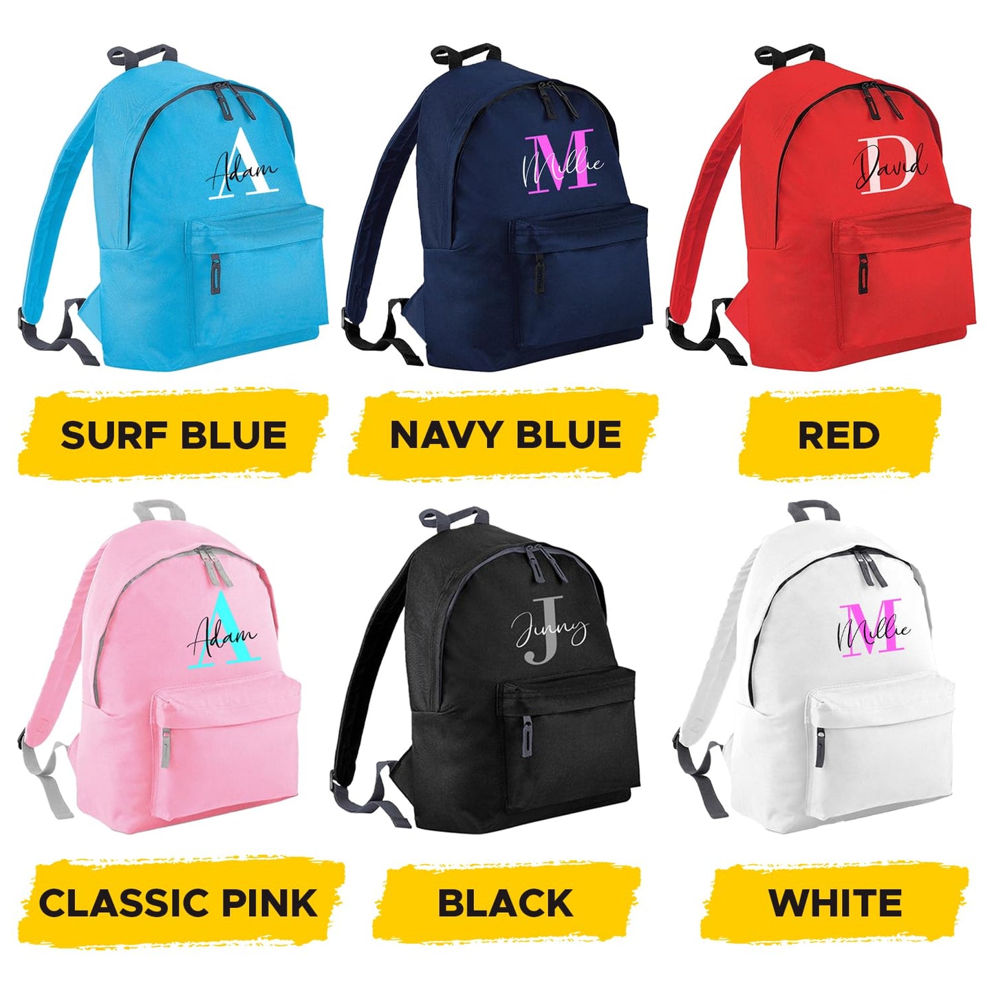 Personalised Initial Letter Backpack for Kids, Custom Name School Bag