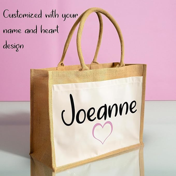 Personalised Jute Bags for Women Eco-Friendly Office Tote, Teacher Bag,Tote for Women