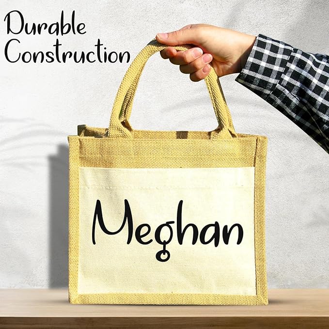 Personalised Jute Bags for Women Eco-Friendly Office Tote, Teacher Bag,Tote for Women