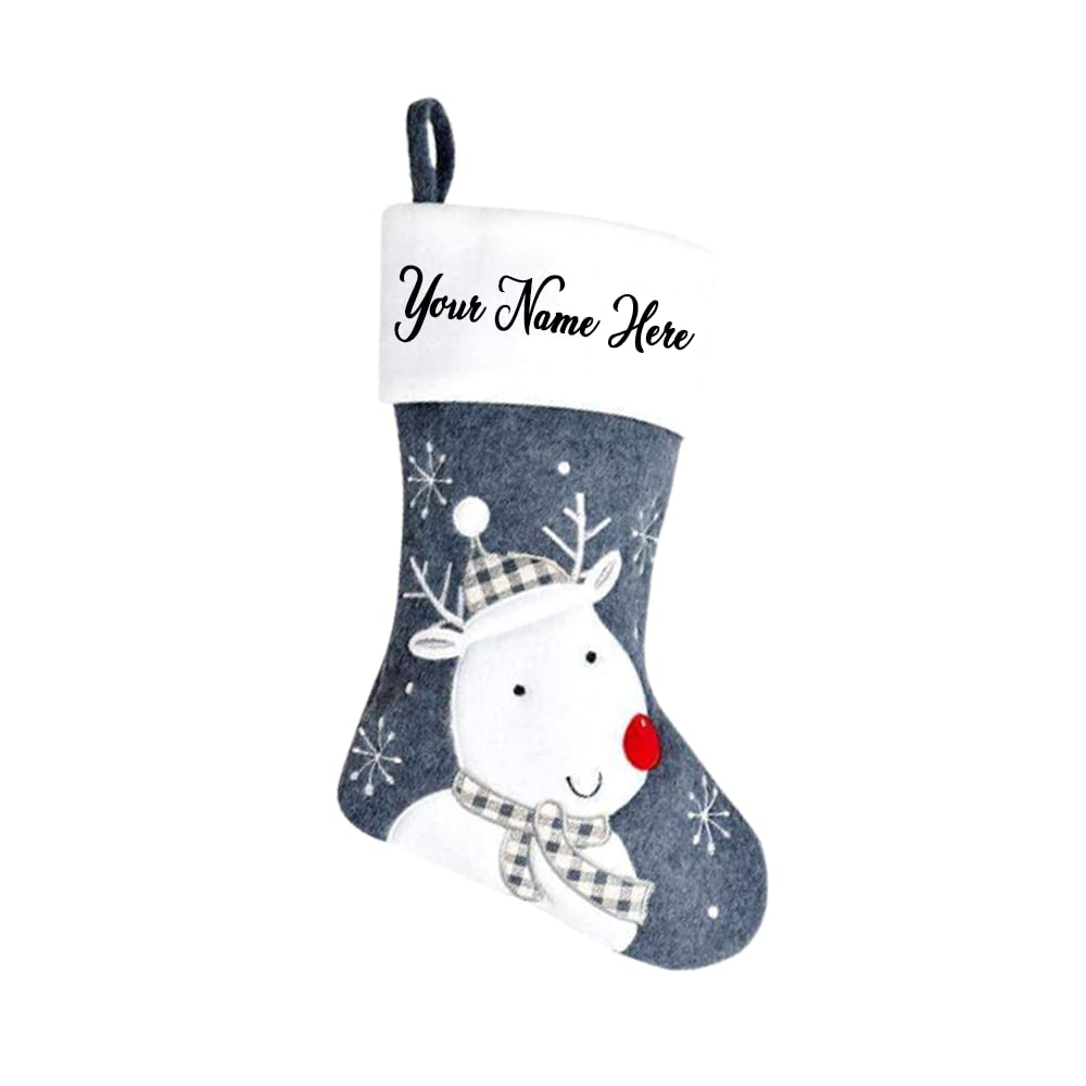 Personalised Kids Name Xmas Custom Blue Stocking