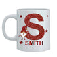 Personalised Mug Christmas Initial Name Glitter Effect Custom Mug