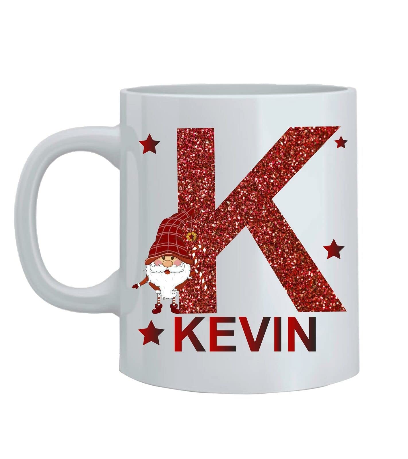 Personalised Mug Christmas Initial Name Glitter Effect Custom Mug