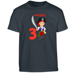 Personalised Boys T-Shirt | Custom Name and Age Pirate Tops